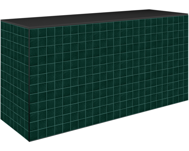 Art Series Food Station Counter - Textured Square Tile Emerald - Black Top - 60 x 180 x 90cm H